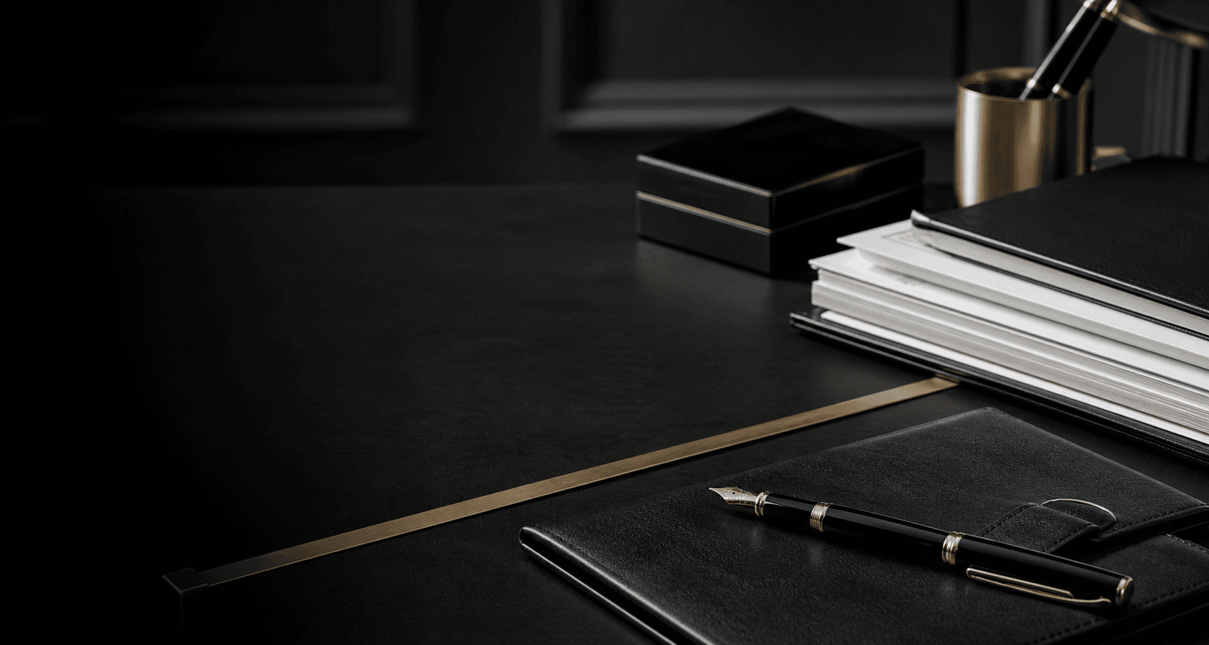 Premium business desk with financial documents